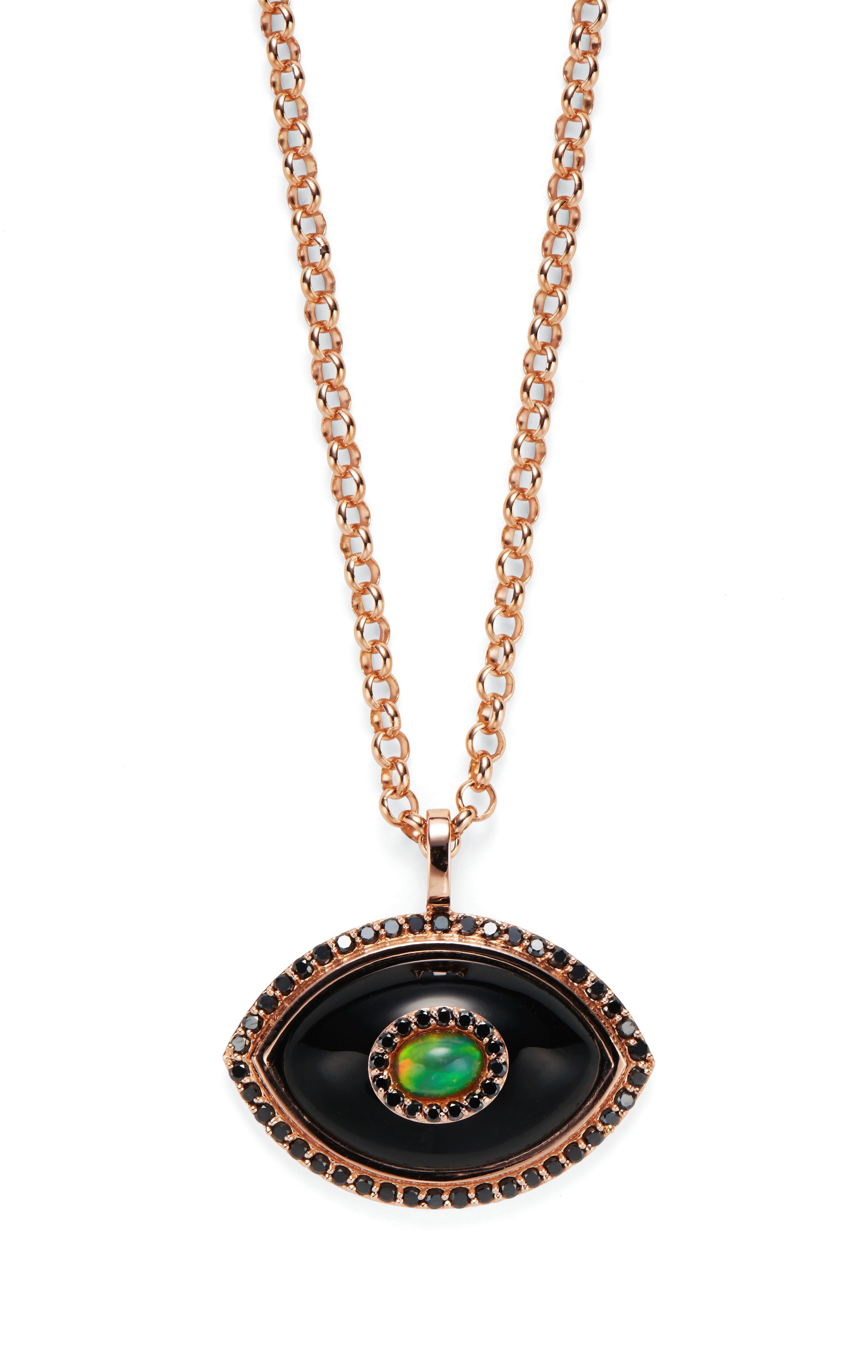 14k gold evil eye pendant