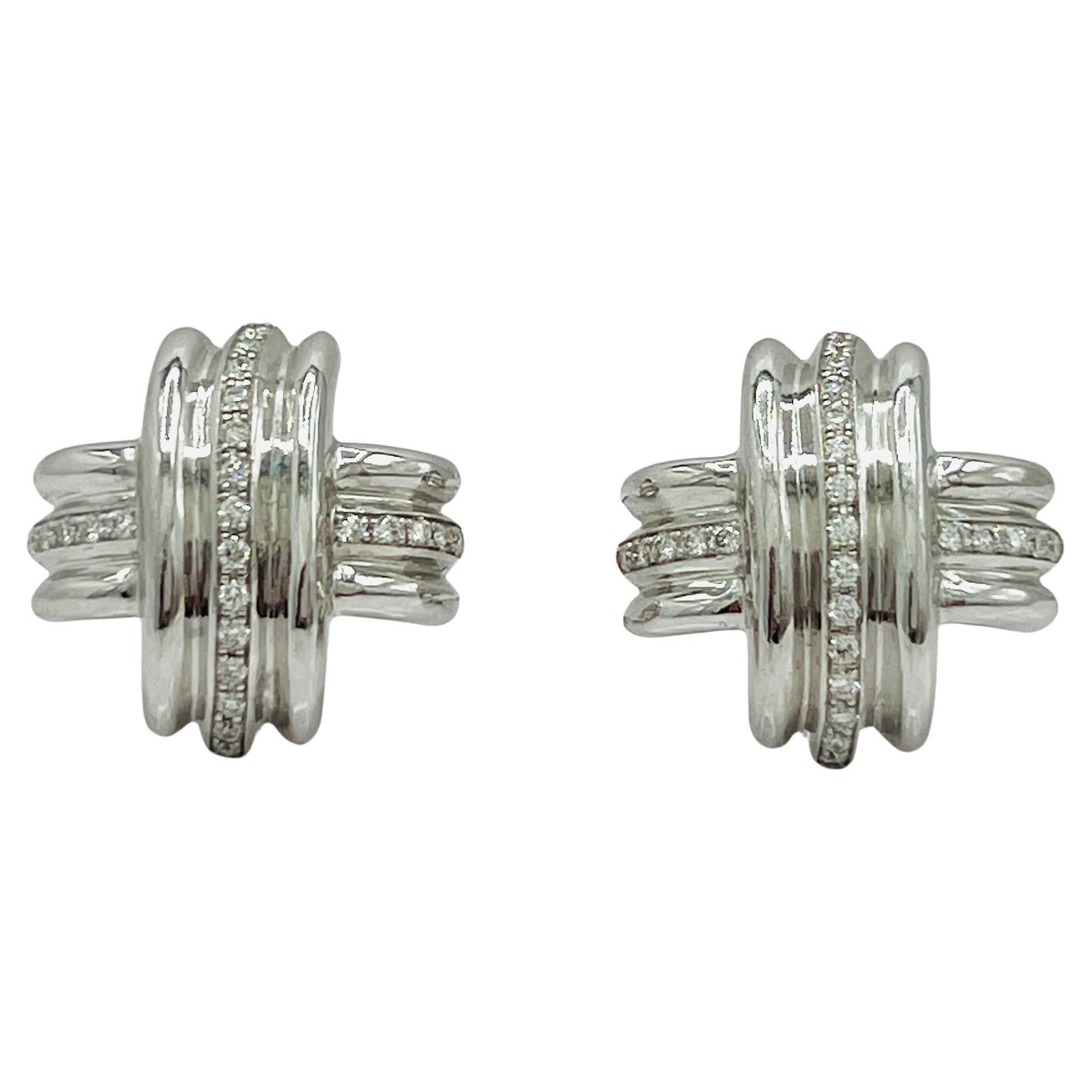 White Diamond X Earrings in 18K White Gold