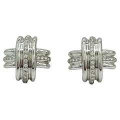 White Diamond X Earrings in 18K White Gold