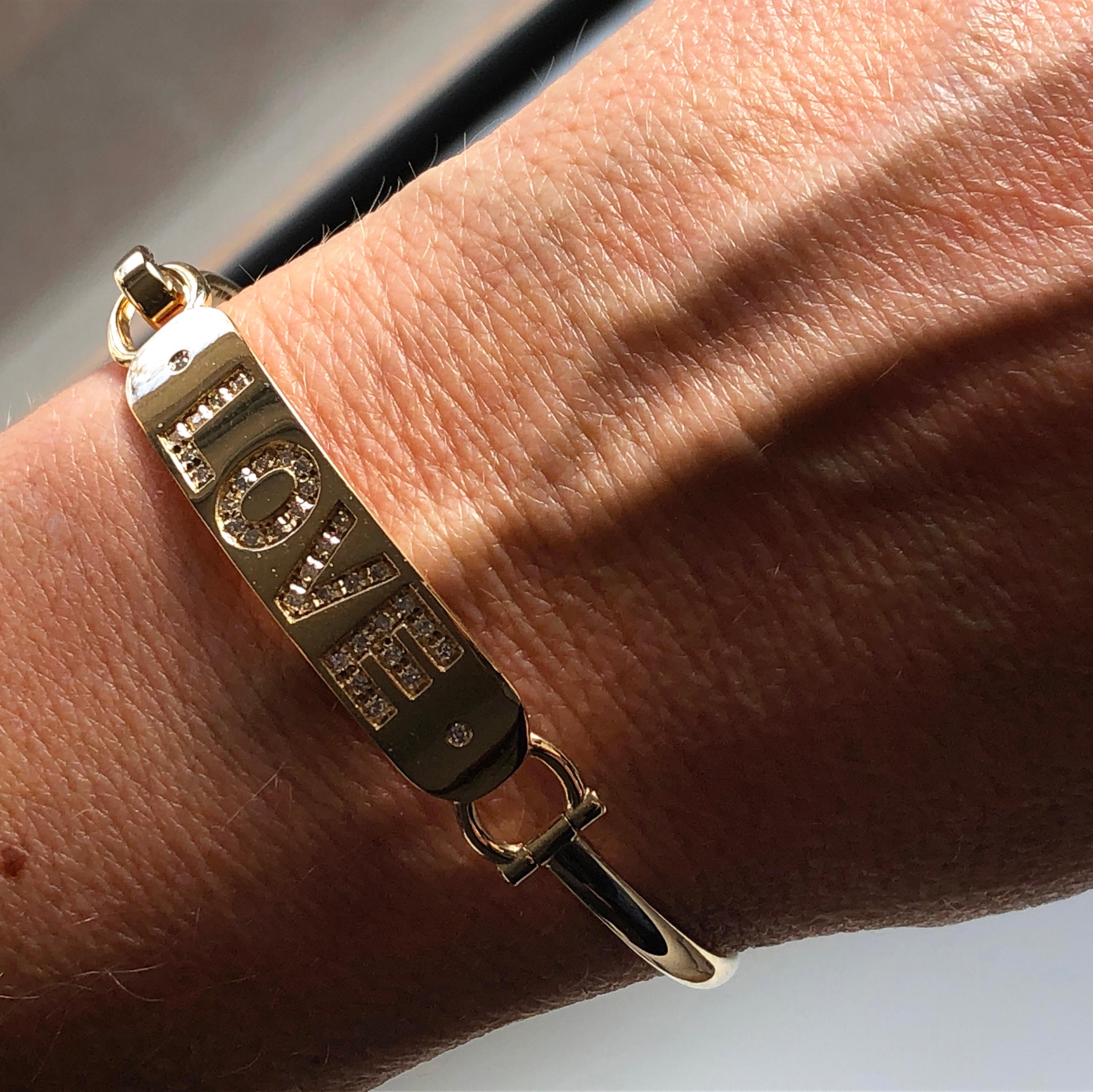 Berca White Diamond Yellow Gold Contemporary Love Bracelet For Sale 3