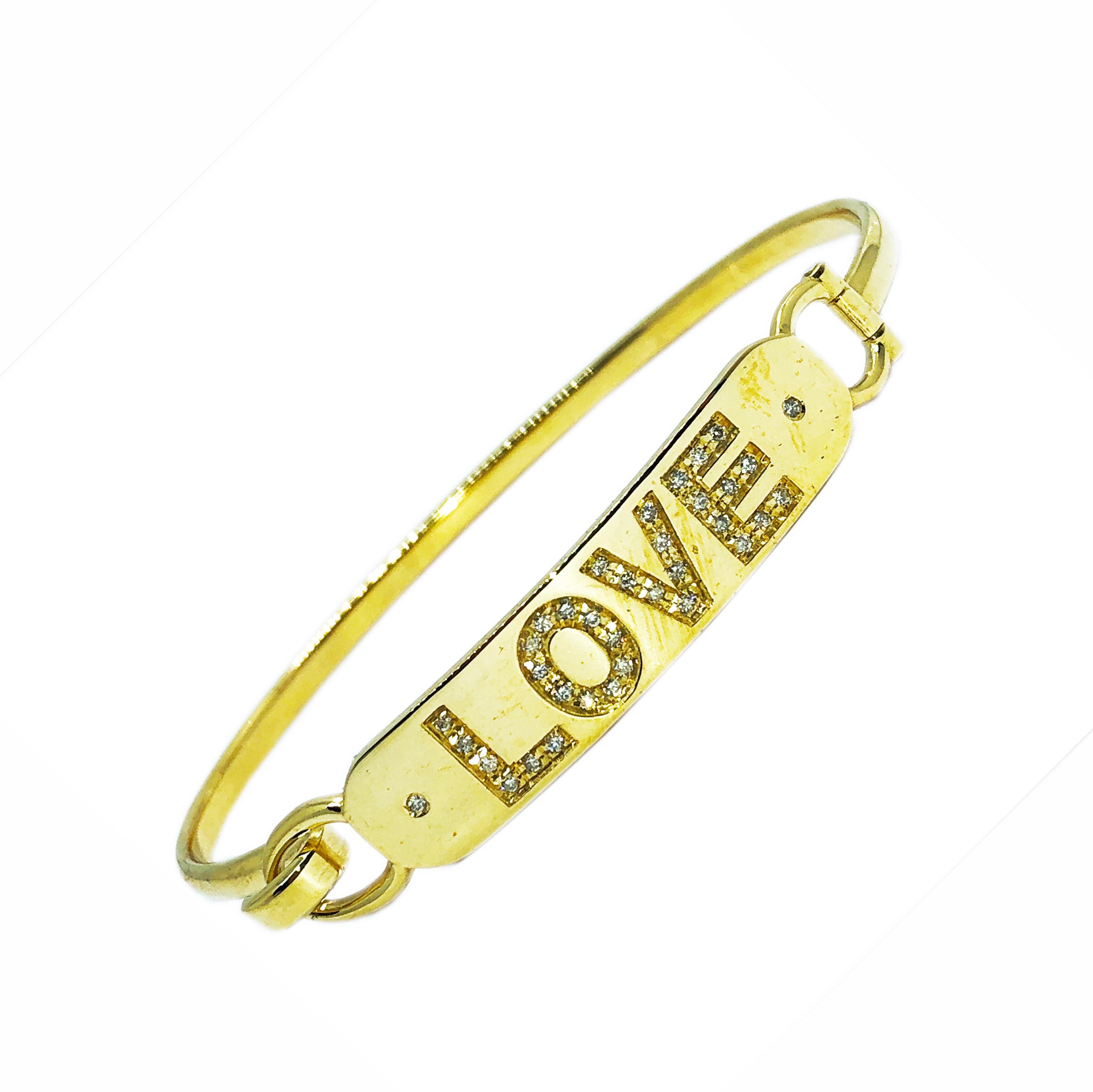 Berca White Diamond Yellow Gold Contemporary Love Bracelet For Sale 4