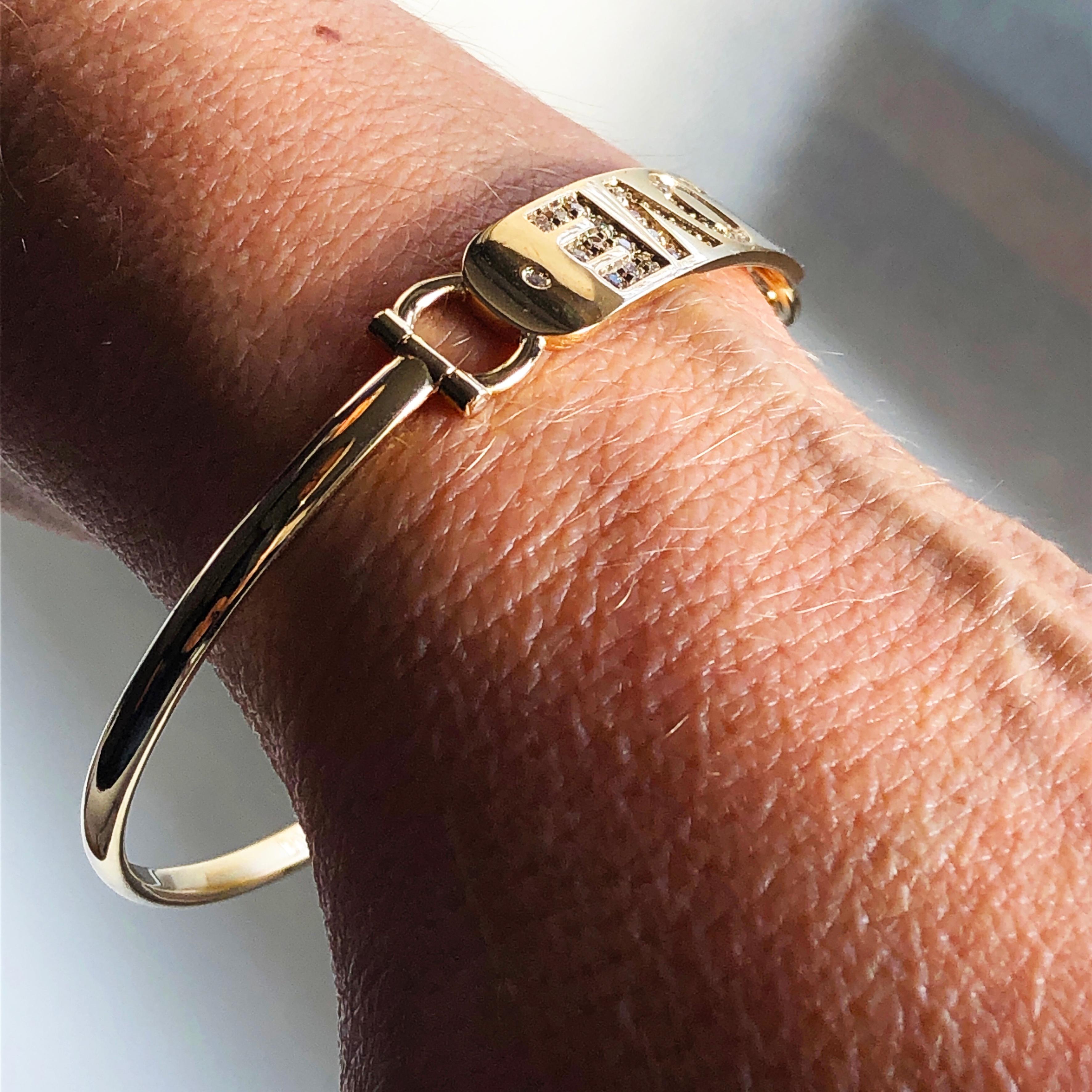 Berca White Diamond Yellow Gold Contemporary Love Bracelet For Sale 1