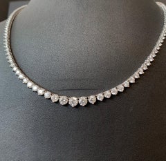 White Diamond Yellow Gold Necklace, Riviera Necklace
