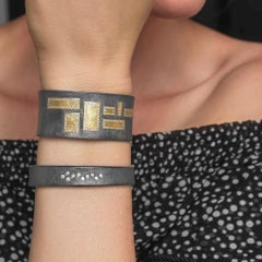 Bracciale con diamanti bianchi, oro giallo e patina d'argento, Todd Reed