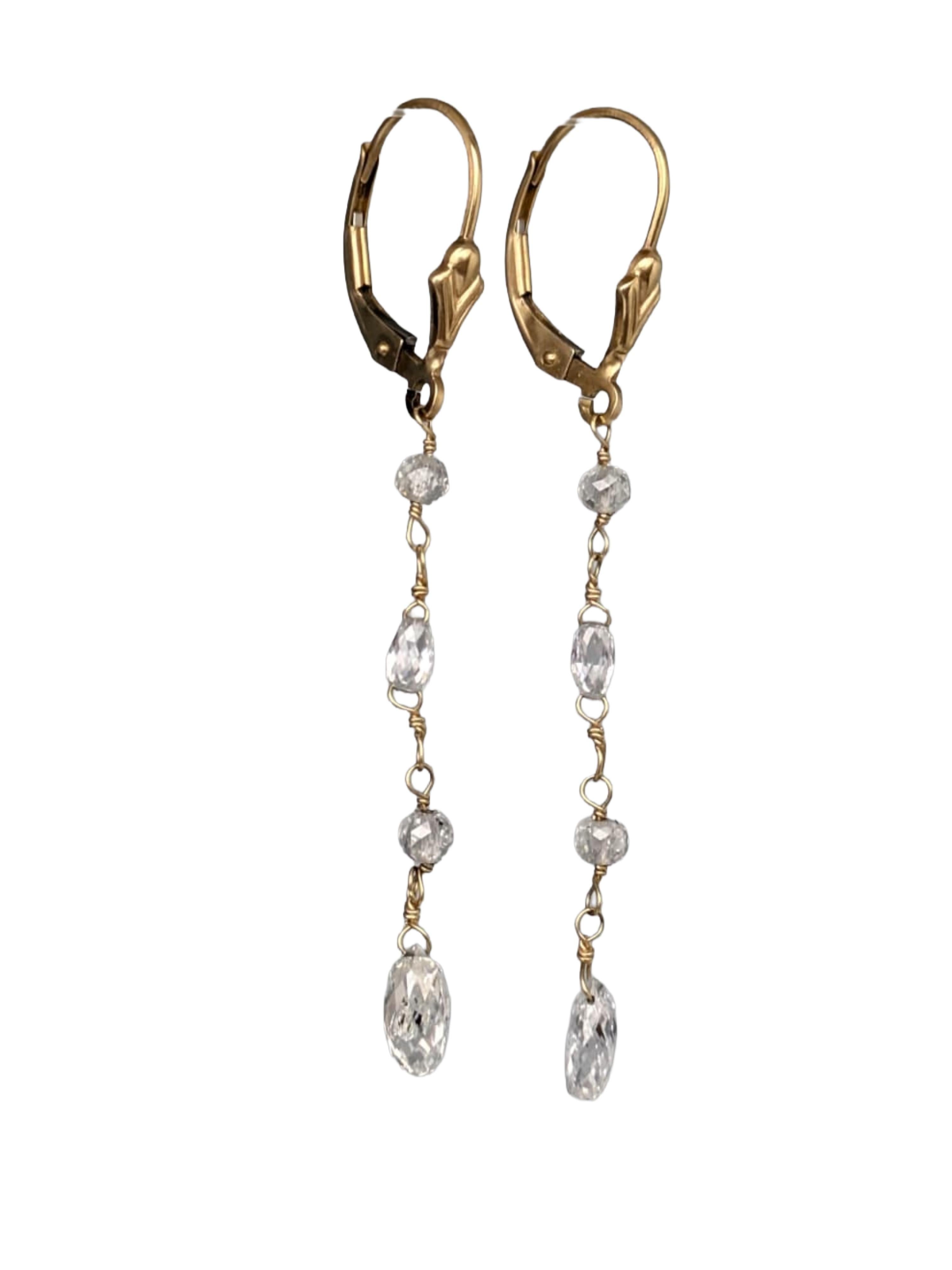 Orecchini a goccia con diamante bianco (4,00ct) in oro giallo 14K In condizioni Nuovo in vendita a New York, NY