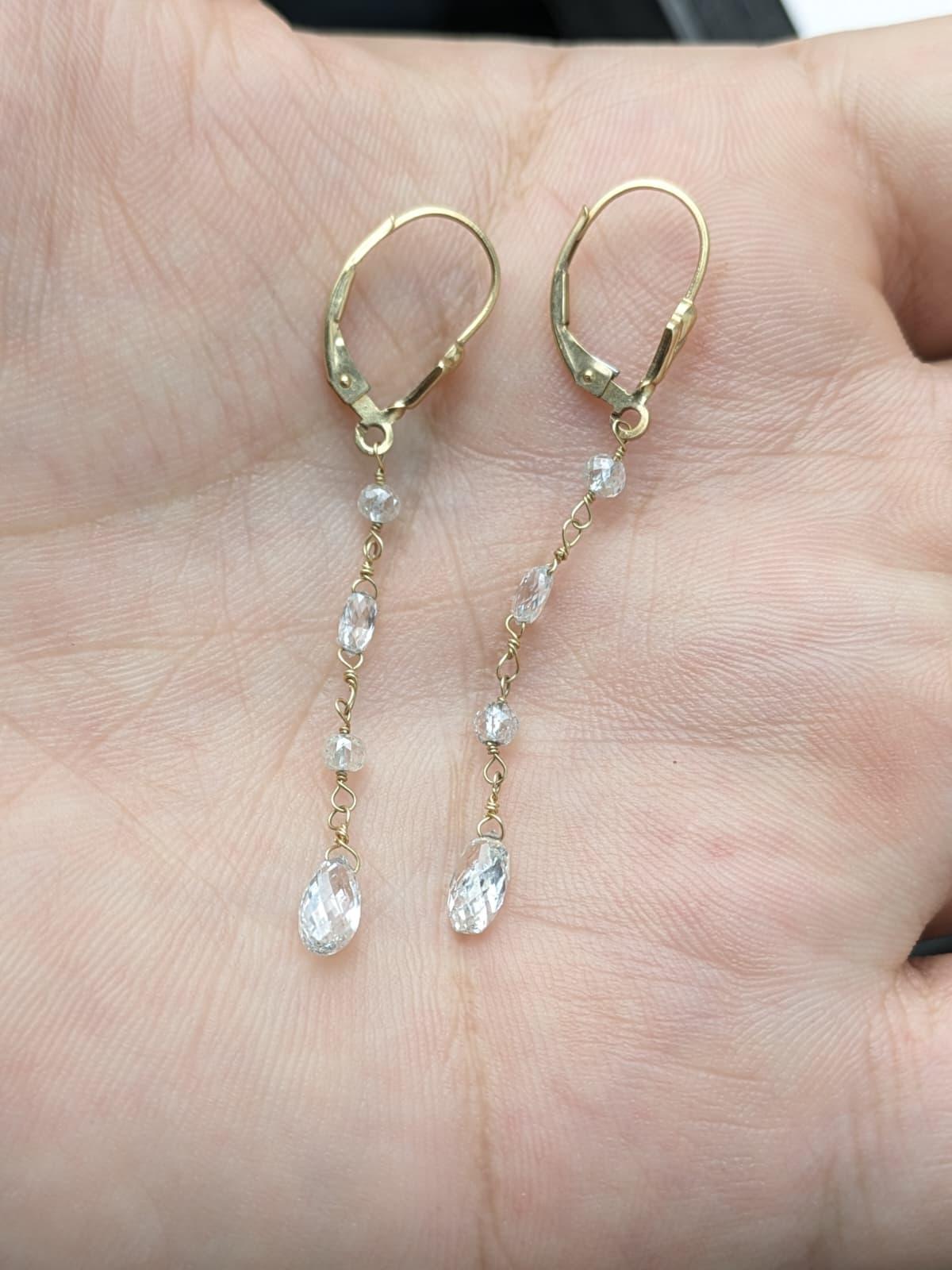 da uomo o donna Orecchini a goccia con diamante bianco (4,00ct) in oro giallo 14K in vendita