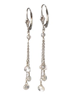 Boucles d'oreilles multi-gouttes en or blanc 14K avec briolette de diamant blanc (5.00ct)