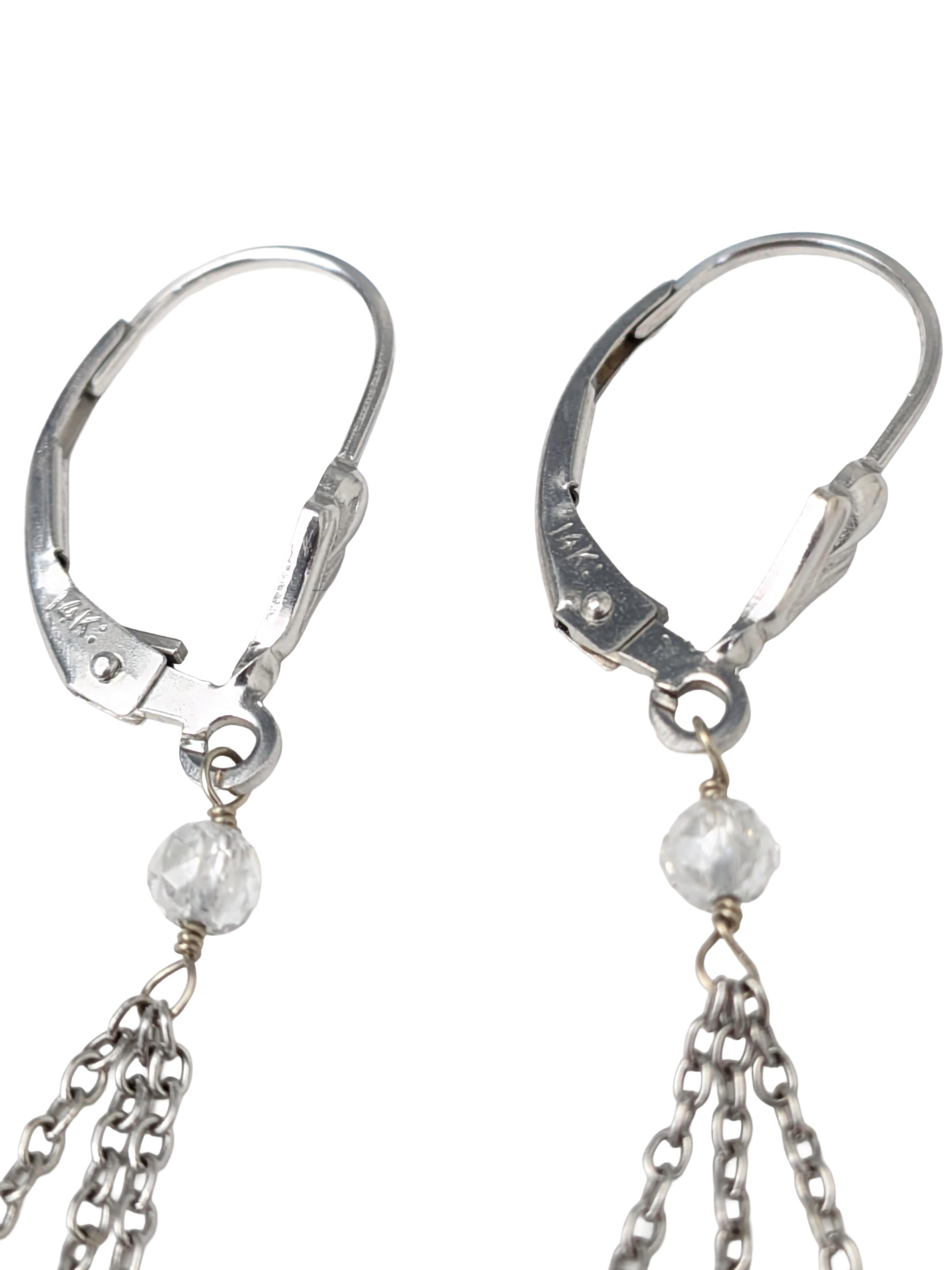 Boucles d'oreilles multi-gouttes en or blanc 14K avec briolette de diamant blanc (5.00ct) en vente 1