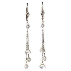 Boucles d'oreilles multi-gouttes en or blanc 14K avec briolette de diamant blanc (5.00ct)