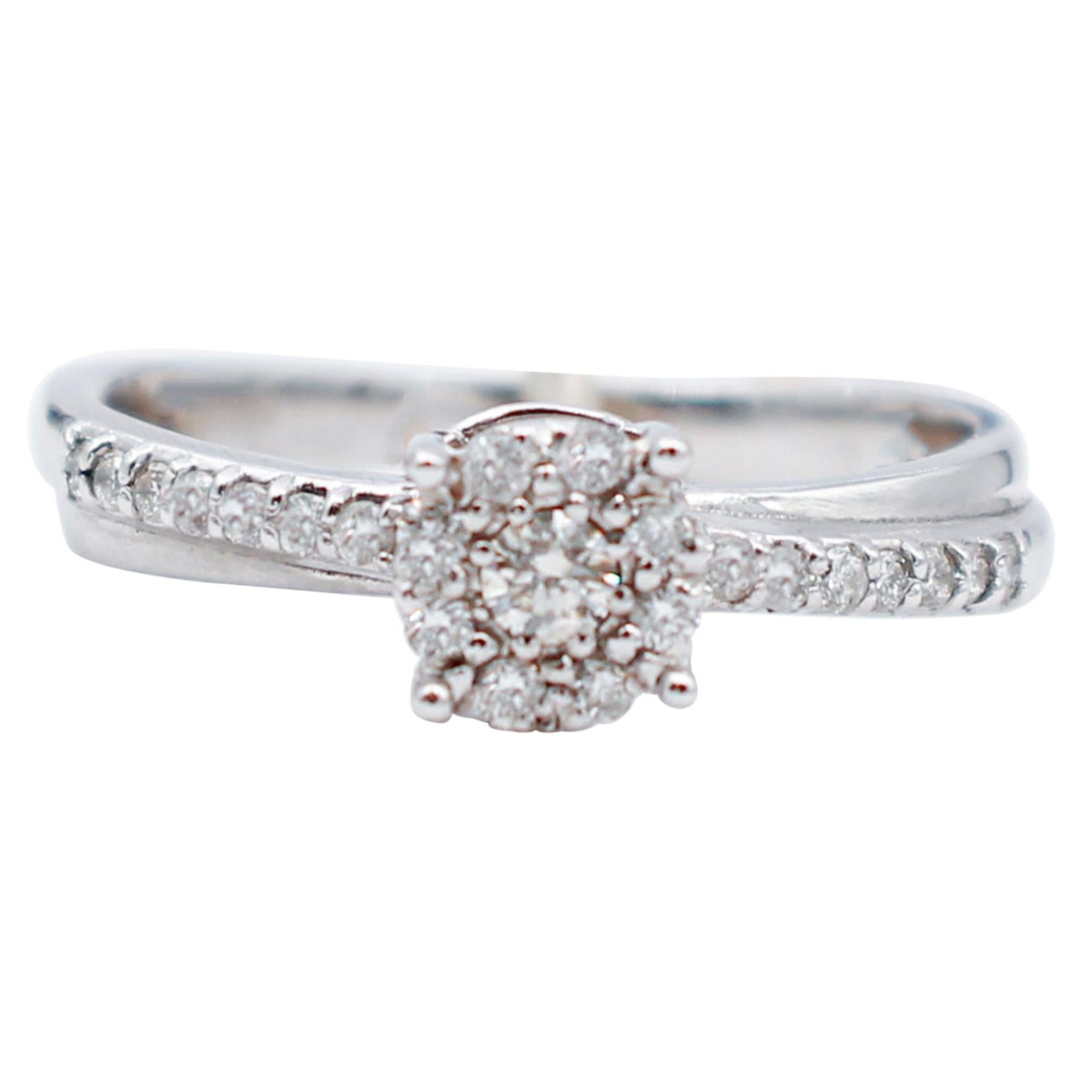 White Diamonds, 18 Karat White Gold Engagement/Solitaire Ring