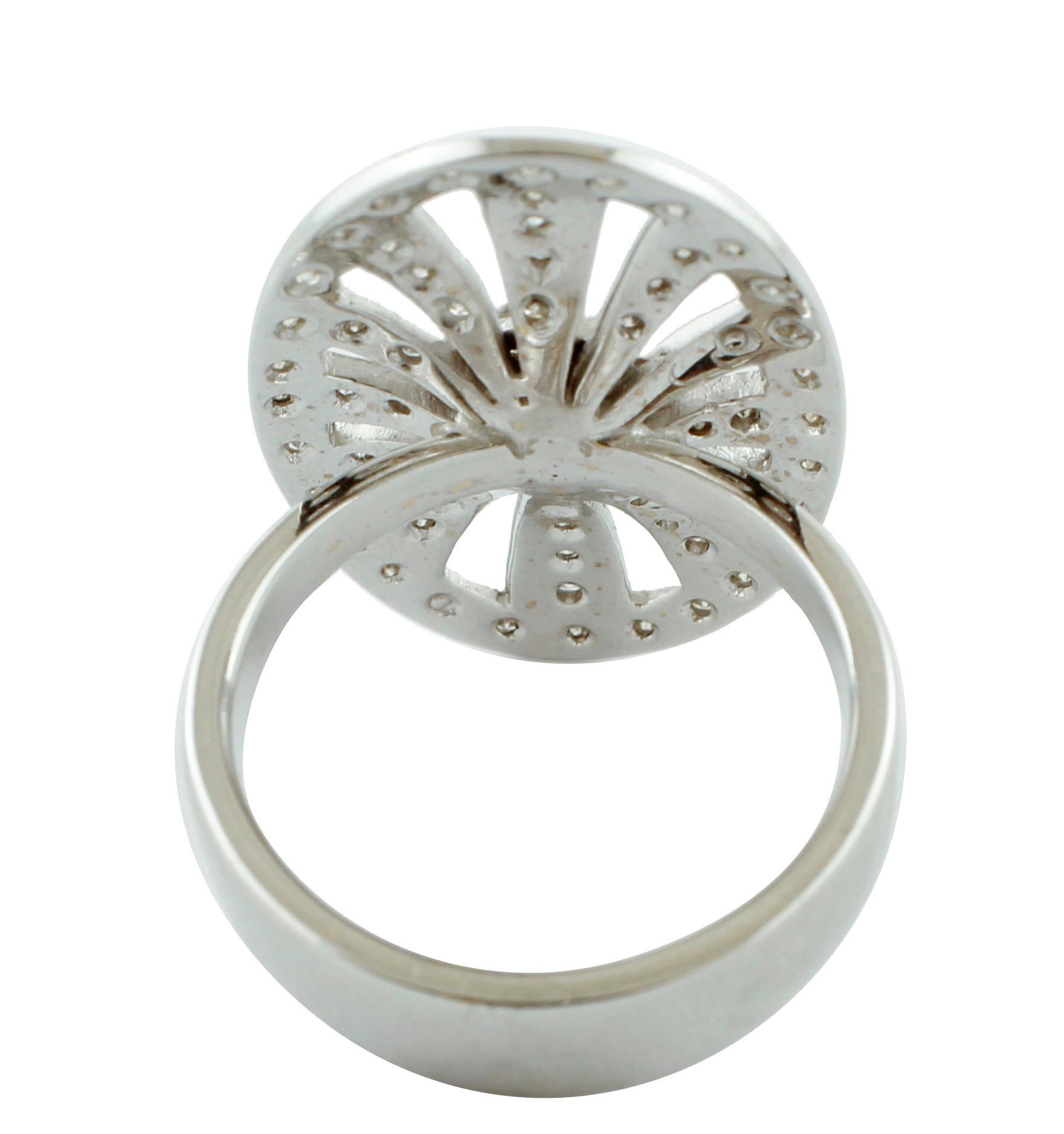 Modern White Diamonds, 18 Karat White Gold Fashion Ring For Sale