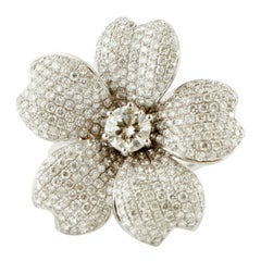 2, 75 carat White Diamonds 18 Karat White Gold Flower Design Fashion/Cluster Ring