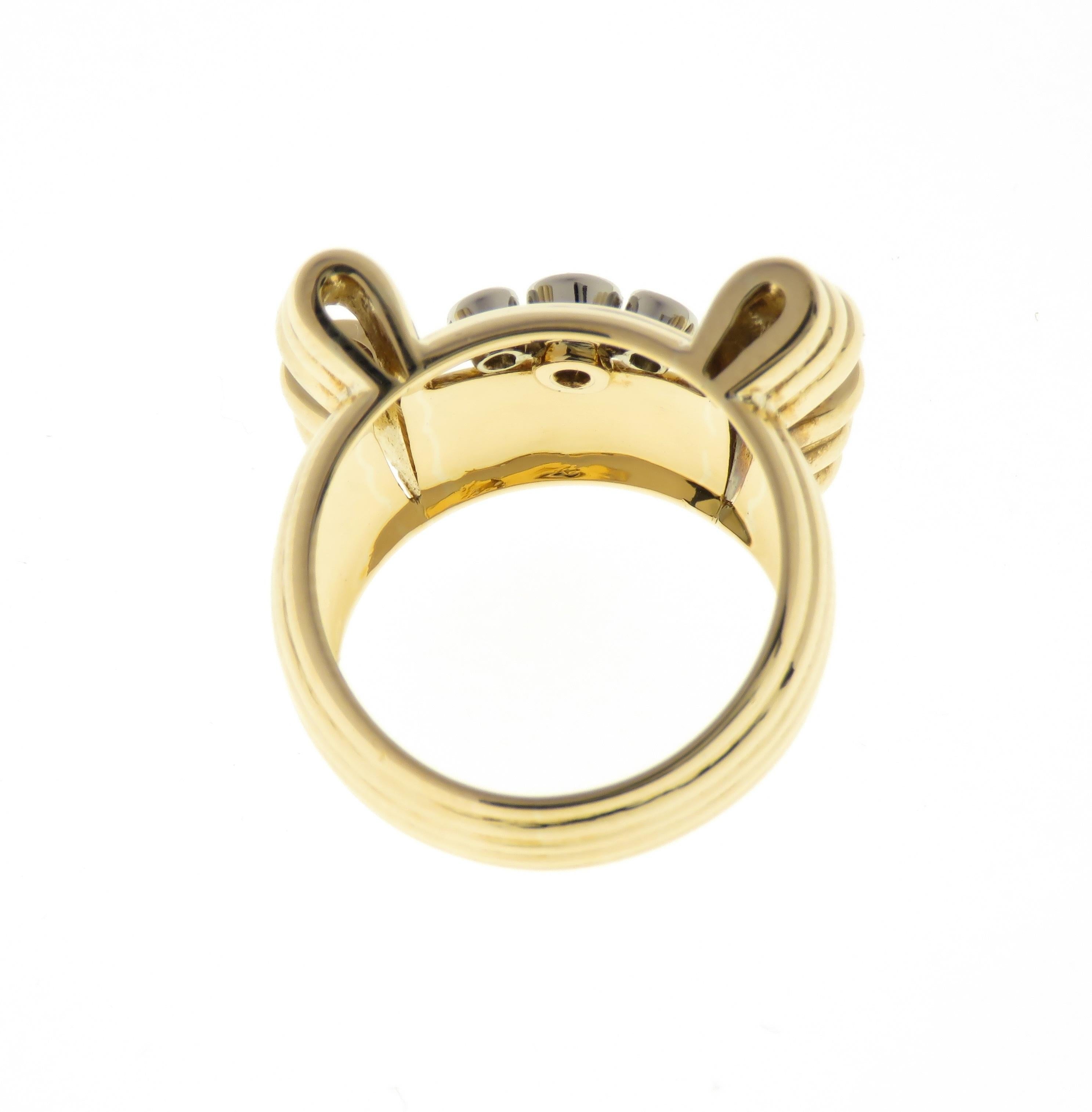White Diamonds 18 Karat White Yellow Gold Vintage Bow Ring For Sale 4