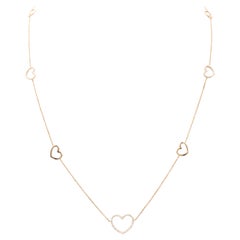Halskette mit weißen Diamanten, 18 Karat Roségold, Herzthema, Kette