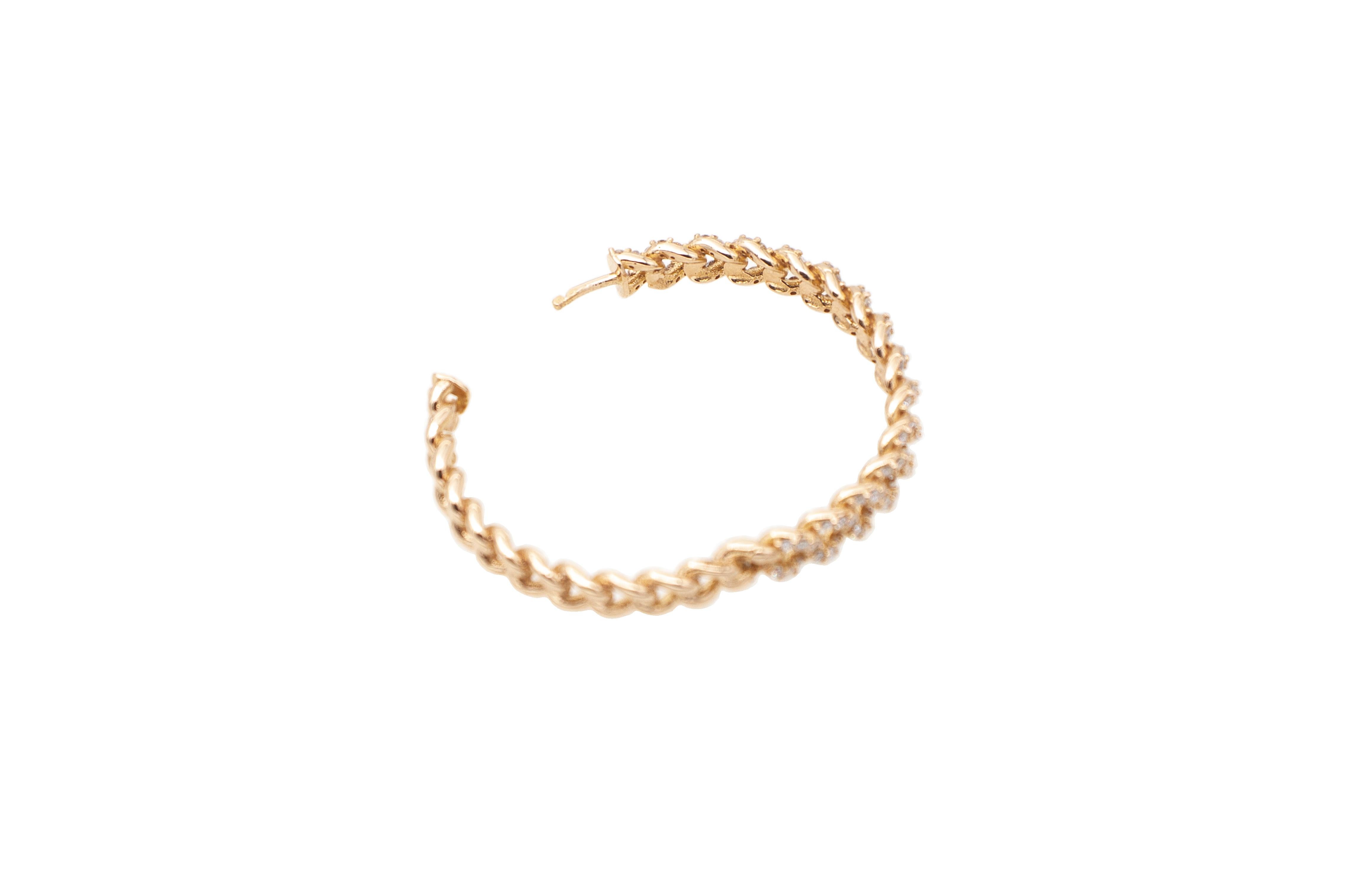 White Diamonds, 18kt Rose Gold Hoop Earrings In Good Condition In Marcianise, Marcianise (CE)