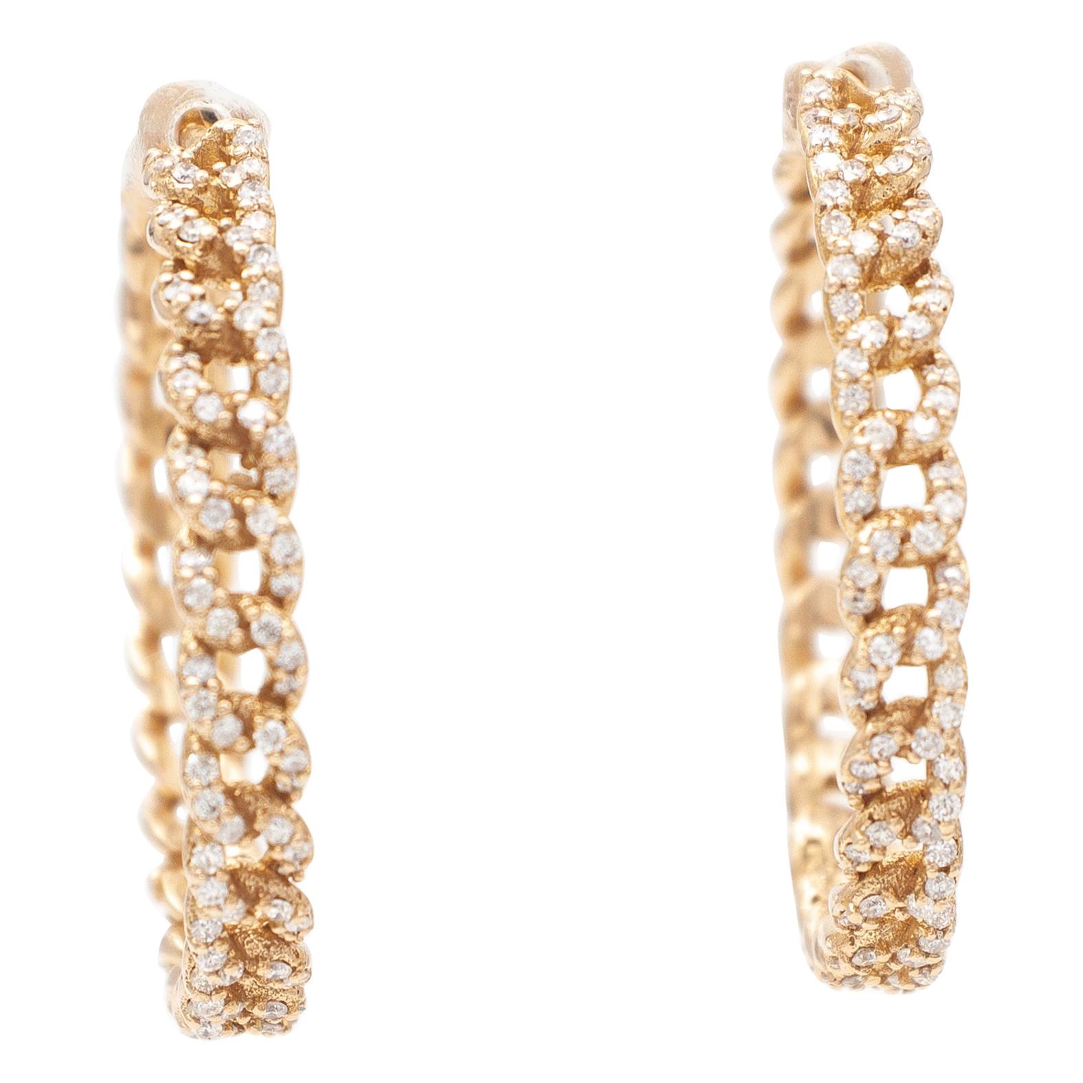 White Diamonds, 18kt Rose Gold Hoop Earrings