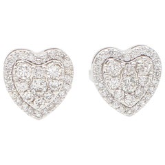 White Diamonds, 18kt White Gold Heart Shape Stud Earrings