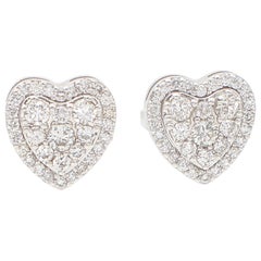 Weiße weiße Diamanten, 18kt Weißgold Herzförmige Ohrstecker