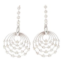 White Diamonds, 18kt White Gold Hoop/Dangle Earrings 