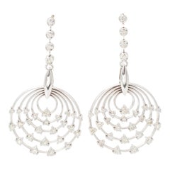 White Diamonds, 18kt White Gold Hoop/Dangle Earrings