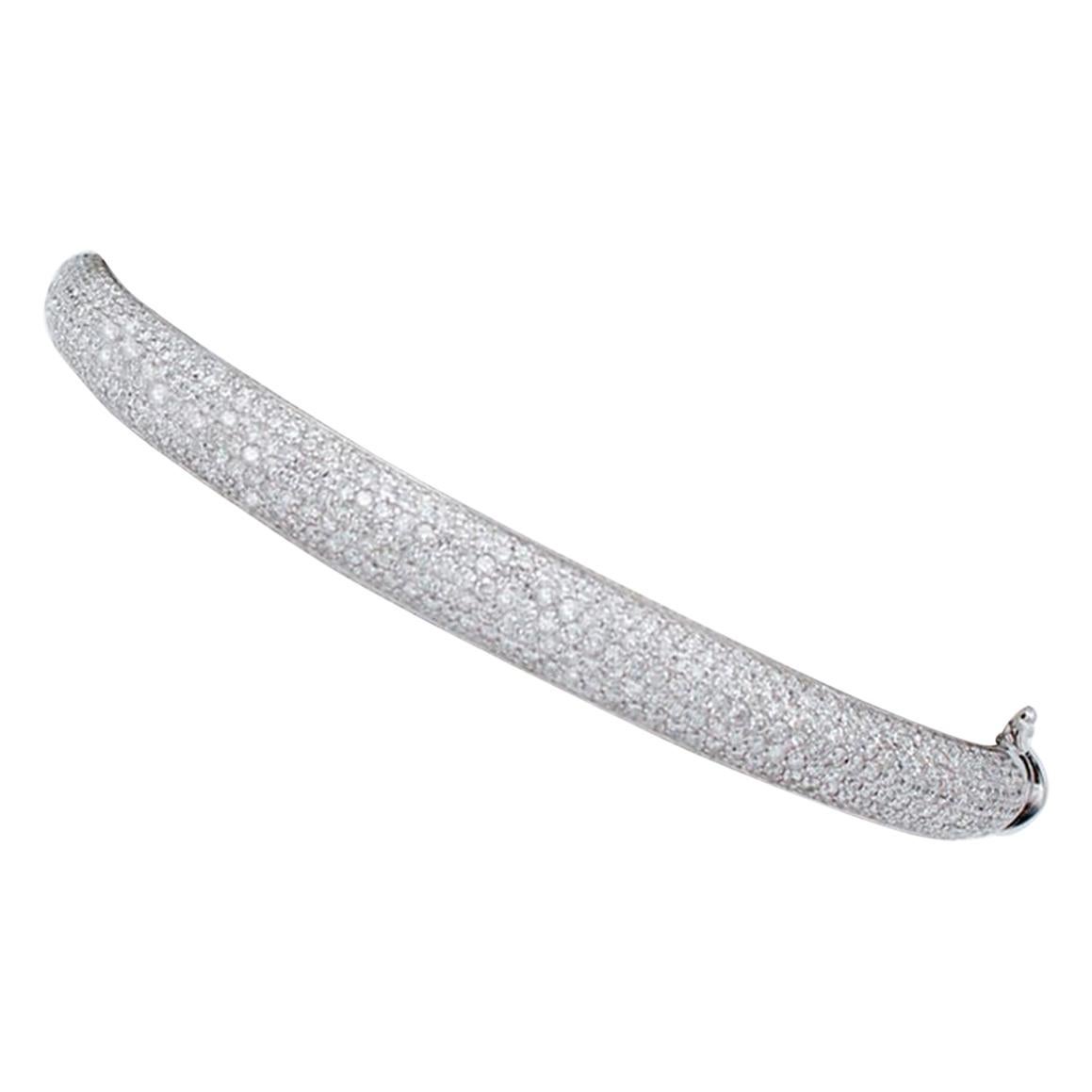 Bracelet moderne/manchette en or blanc 18 carats et diamants blancs