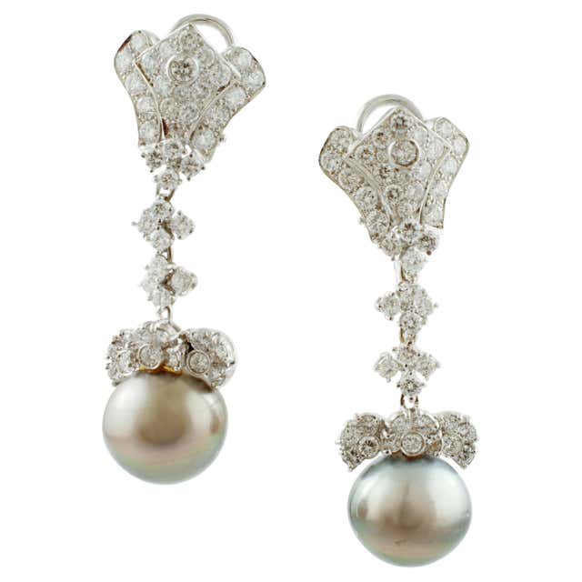 Diamond, Pearl and Antique Drop Earrings - 8,479 For Sale at 1stdibs ...