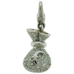 White Diamonds and 18 Karat Gold Money Bag Charm by Crivelli