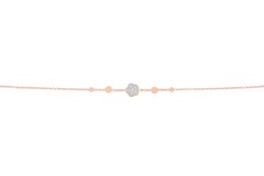 White Diamonds and 18K Rose Gold Flower Bracelet