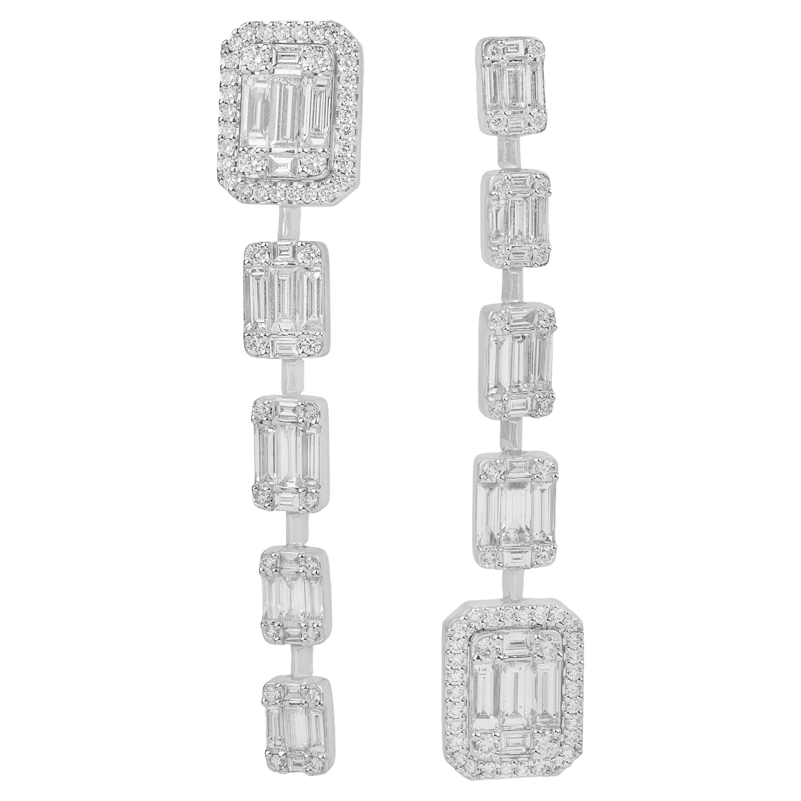 White Diamonds and 18k White Gold Stud Earrings For Sale