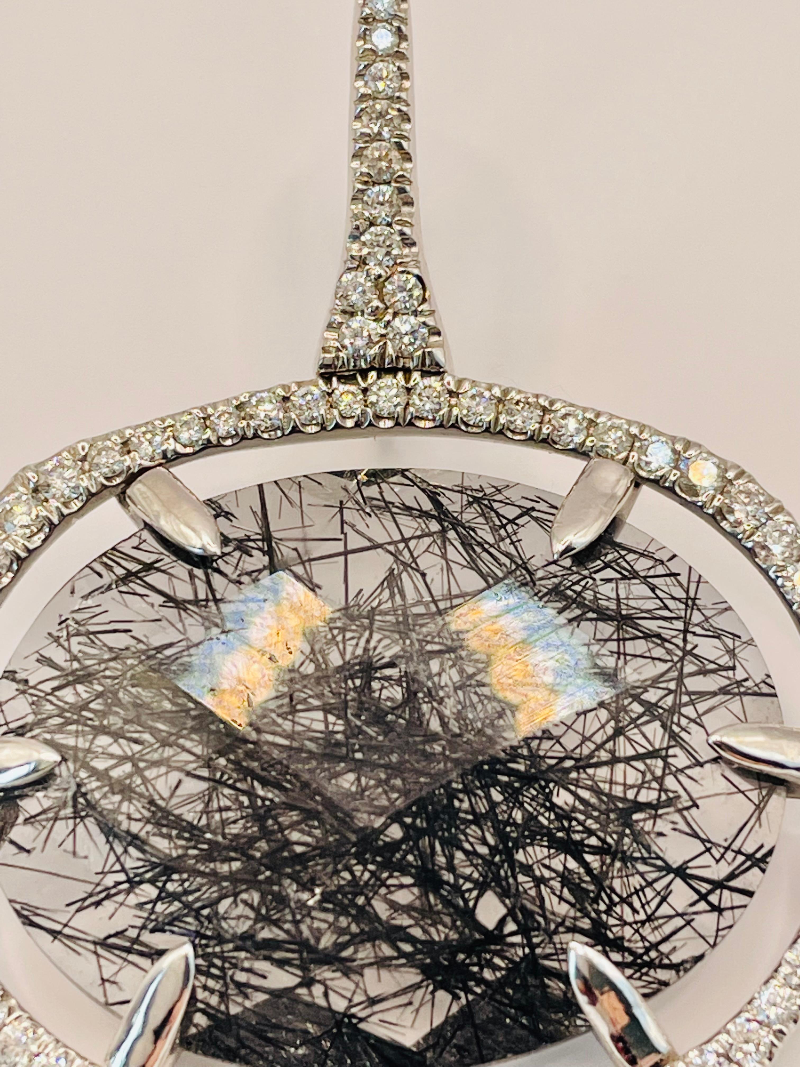 Boucles d'oreilles en goutte Julia Shlovsky en diamants blancs et quartz rutile. Neuf - En vente à Seattle, WA