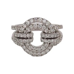 White Diamonds and White Gold 18 Karat Articulated Circle Ring
