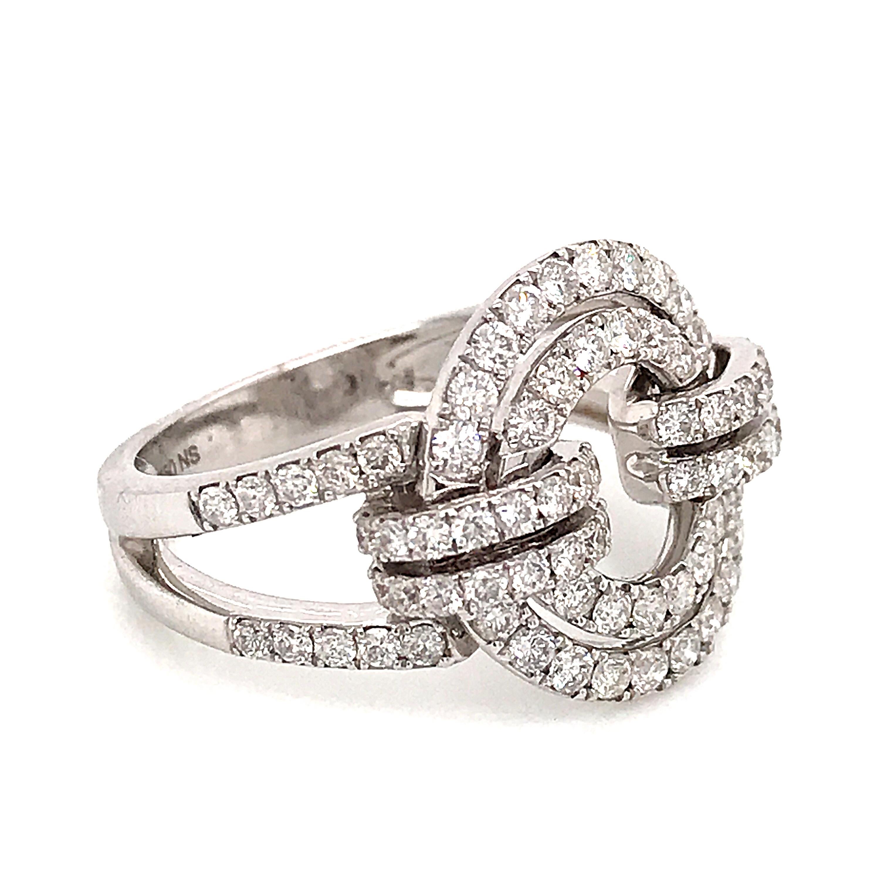 Contemporary White Diamonds and White Gold 18 Karat Articulated Circle Ring