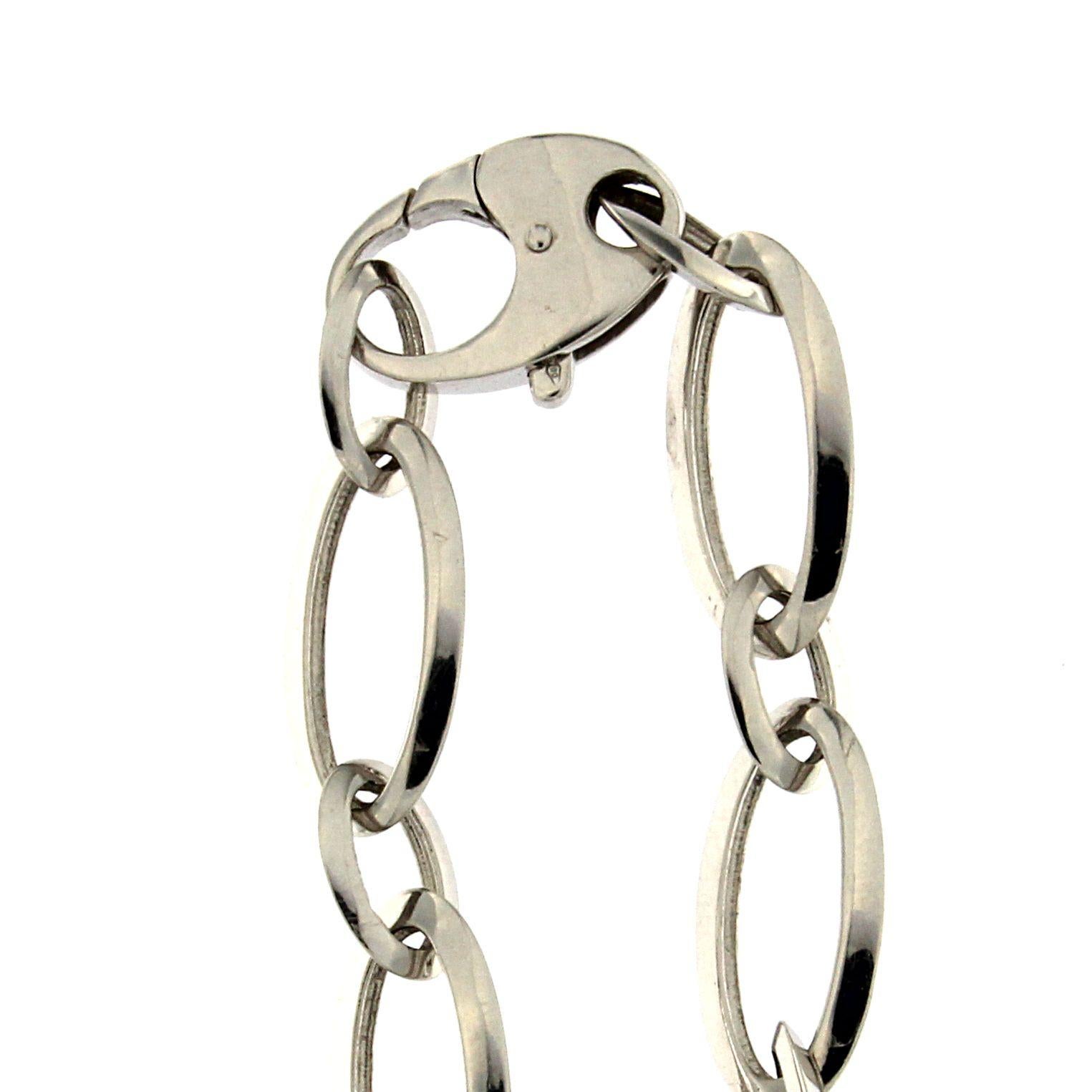 Women's Ovalina Collection 18K White Gold Necklace with Diamonds For Sale