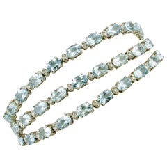 White Diamonds Aquamarine White Gold Tennis Necklace