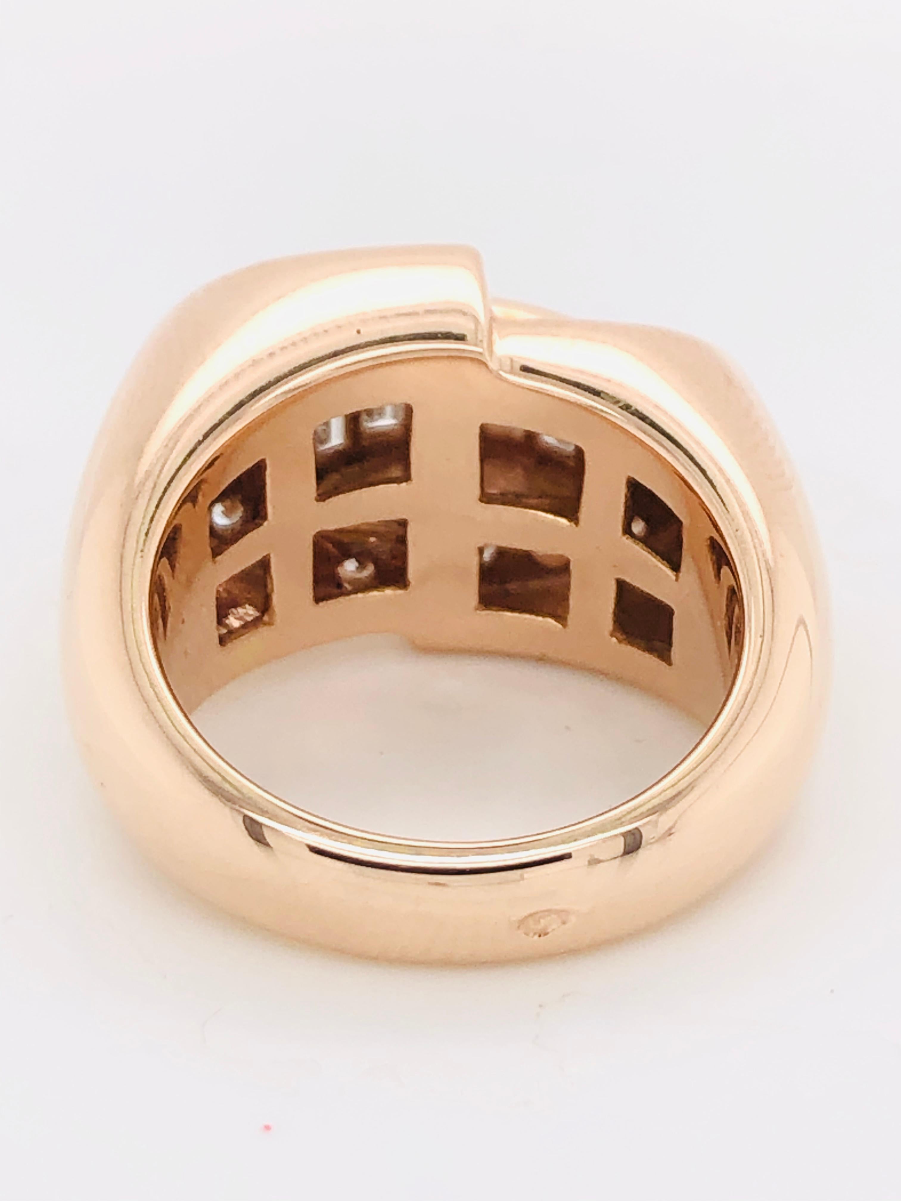 White Diamonds Baguette Cut and Brilliant Cut on Rose Gold 18 Karat Fashion Ring 6