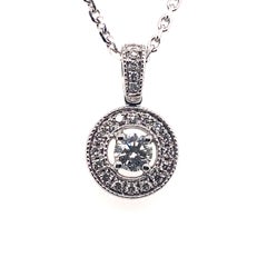 Chain Pendant Necklace White Diamonds White Gold 18 Karat