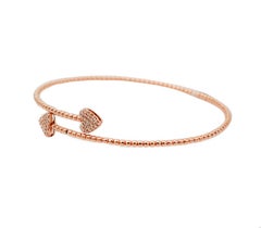 White Diamonds, Heart Detailes, 18kt Rose Gold Cuff/Modern Bracelet