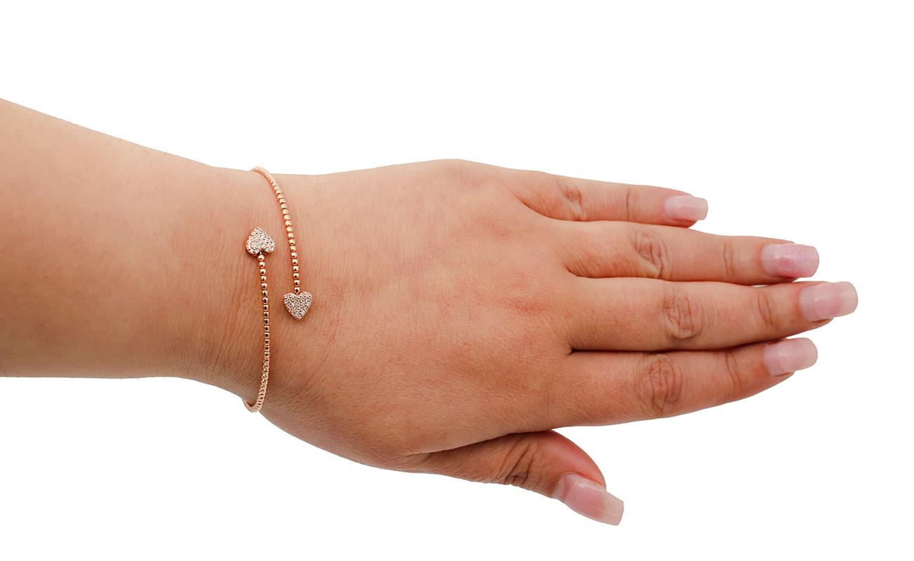 Diamants blancs, détails en forme de cœur, bracelet manchette/moderne en or rose 18kt Bon état - En vente à Marcianise, Marcianise (CE)