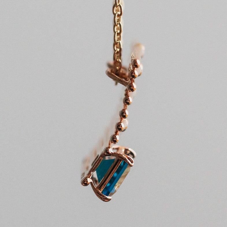 Artist White Diamonds & Londen Blue Topaz Pedent (Necklace of SOONHEE) For Sale