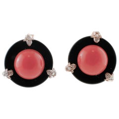 White Diamonds, Onyx Rings, Red Stone Buttons, Rose and White Gold Earrings