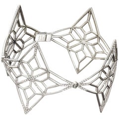 Bracelet jonc étoile en palladium et diamants blancs