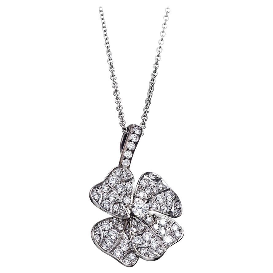 White Diamonds Platinum Pendant Necklace AENEA Jewellery For Sale