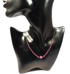 Collana girocollo in oro bianco 9 carati con diamanti bianchi e rubini rossi Realizzata a mano in Italia