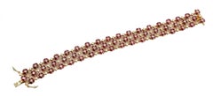 White Diamonds Rubies Rose Gold Little Flower Theme Link Bracelet