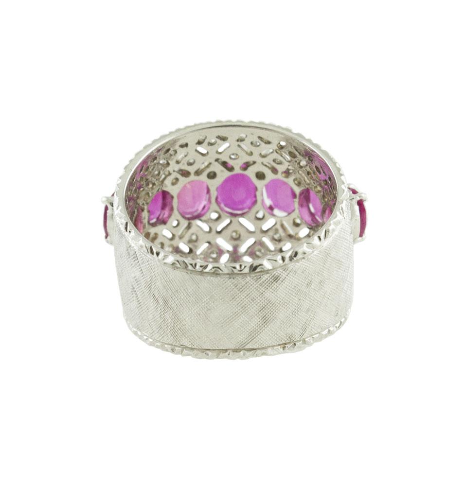 White Diamonds Rubies White Gold Band Ring 1