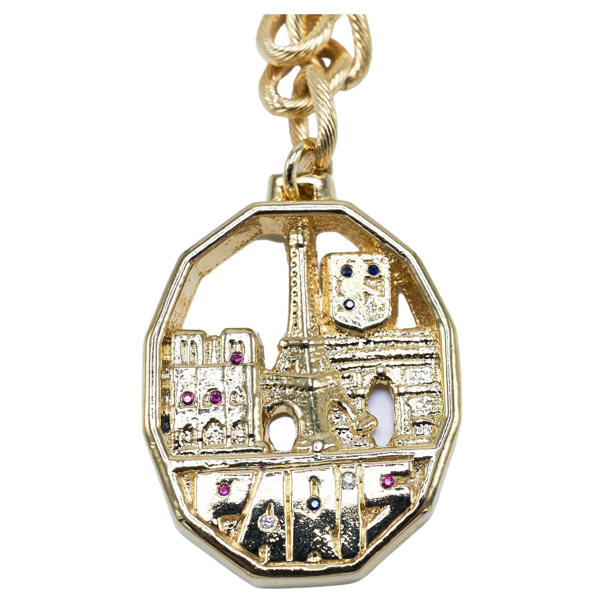 Diamantes blancos Rubí Zafiro azul Gargantilla Cadena gruesa Collar París J DAUPHIN
