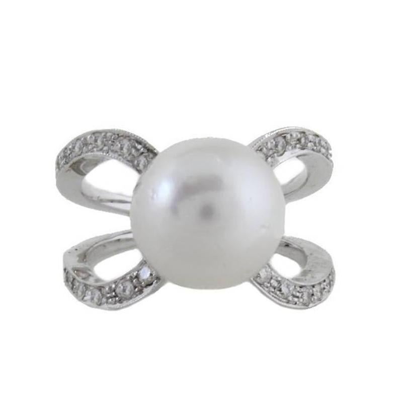 White Diamonds South Australian Pearl Cluster Ring  For Sale
