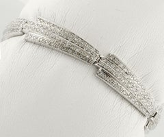 Pulsera de eslabones semirrígida de oro blanco con diamantes blancos