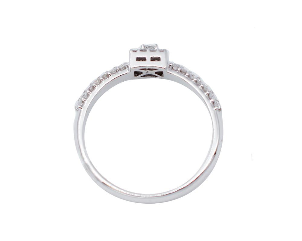 Modern White Diamonds, 18 Karat White Gold Engagement Ring For Sale