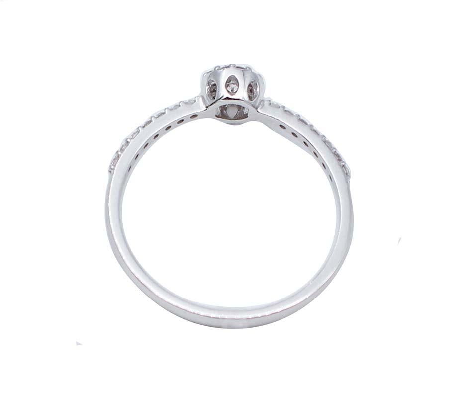 Modern White Diamonds, 18 Karat White Gold Engagement Ring For Sale